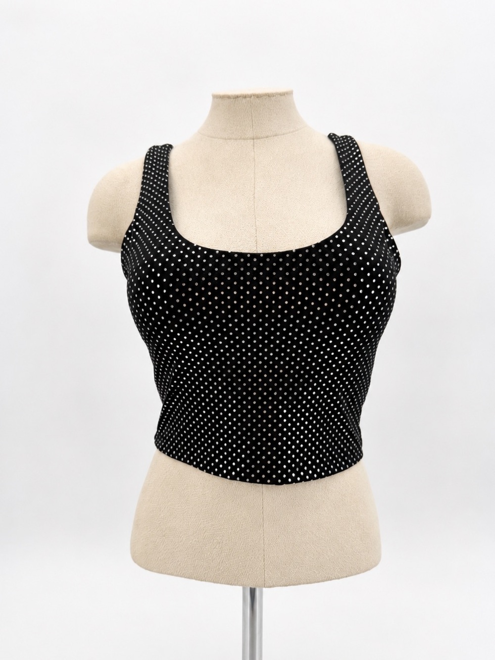 Zyia Active Black Metallic Sports Bra Tank Top Girls Night Out Size XS-S Dots